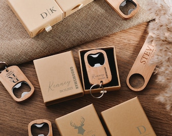 Llavero de madera grabado con abrebotellas, llavero de madera personalizado hecho a mano