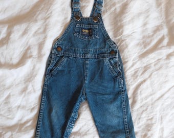 Vintage Oshkosh B Gosh Infant Overalls 24m Denim Pockets Snaps