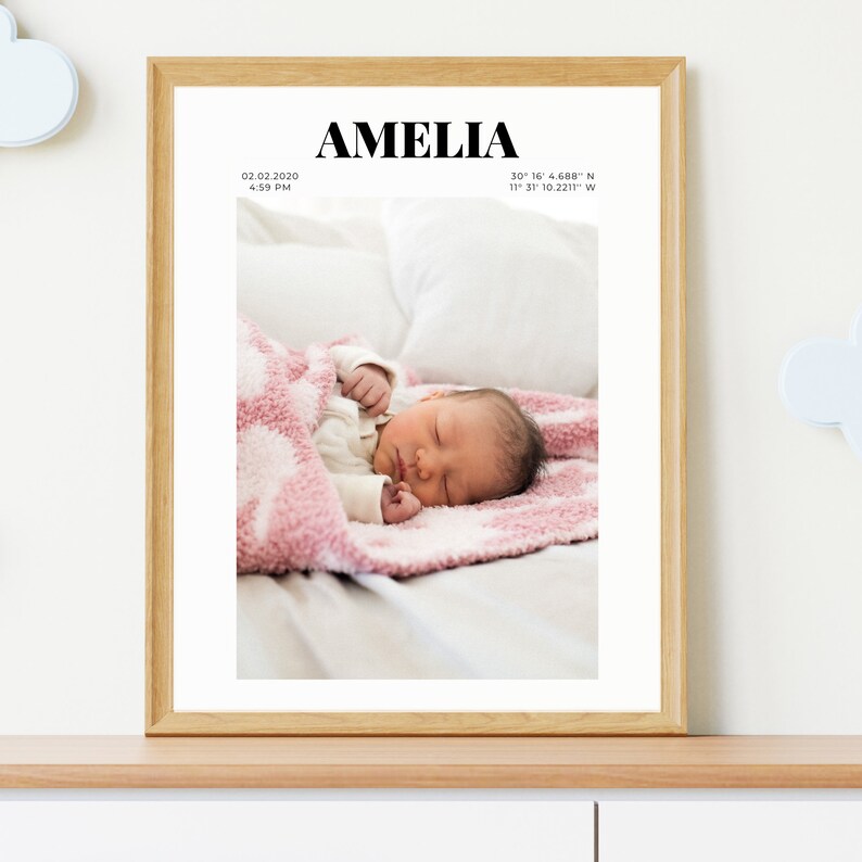 Newborn Baby Birth Poster Digital Download Birth Announcement Baby