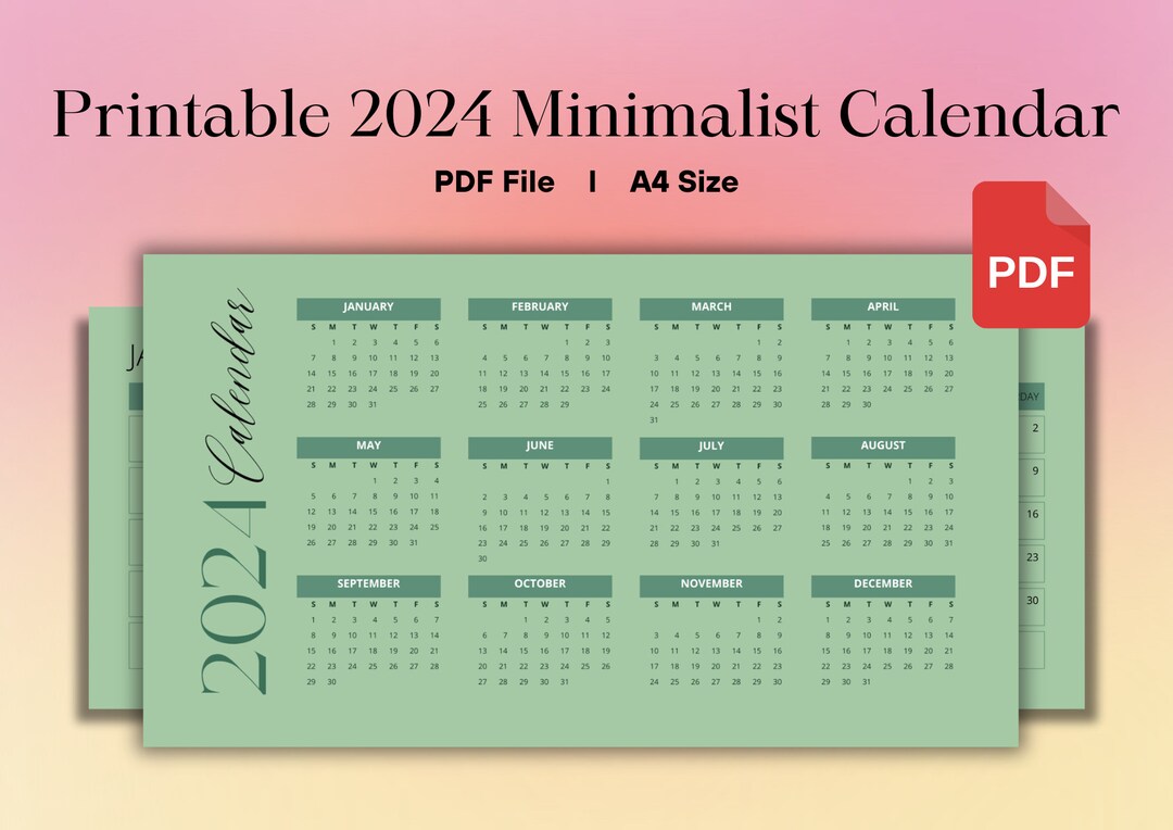 2024 Minimalist Calendar Printable Etsy