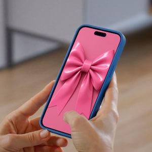 Glossy Pink Bow Phone Wallpaper – Cute Aesthetic Digital Download (1080x1920 PNG)