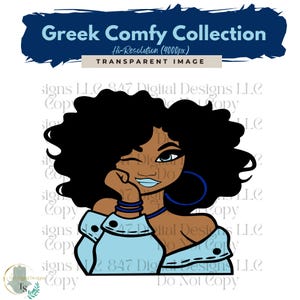 Schattig meisje clipart | Hemelsblauwe trui | Afbeelding meisje afbeeldingen | Sorority Sisters Women | Clipart zwarte vrouwen | PNG-sublimatieontwerp