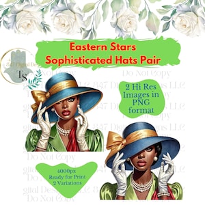 2 PNG Women Wearing White Hat | Order Eastern Star Clipart Bundle | OES Sister PNG | Sisterhood | Eastern Star Design | Eastern Star Women