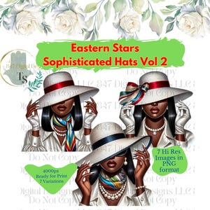 7 PNG Women Wearing White Hats | Order Eastern Star Clipart Bundle | OES Sister PNG | Sisterhood | Eastern Star Design | Eastern Star Women
