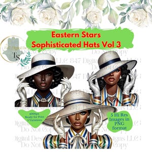 5 PNG Women Wearing White Hats | Order Eastern Star Clipart Bundle | OES Sister PNG | Sisterhood | Eastern Star Design | Eastern Star Women