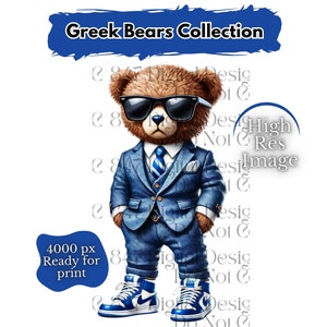 Oso de estilo griego PNG / Oso de peluche HipHop PNG / Oso azul y blanco / Oso urbano / Oso de diseño de dibujos animados / Oso azul real / Oso con graffiti