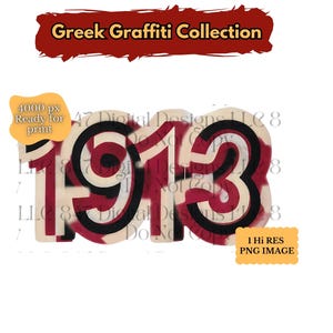 Crimson Cream Graffiti PNG | 1913 Design | HBCU Sorority Sisters | DST Clipart | Tshirt Tote Tumbler Design | Delta Sigma Theta Art Boule D9