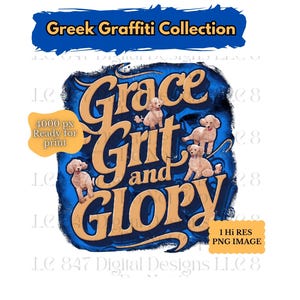 Blau und Gold Graffiti PNG | Anmut Grit und Glory Design | HBCU Schwesternschaft | SGRho Clipart | Tshirt | Becher | 1922 Pigment-Gamma Rho Art Boule