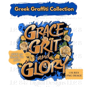 Blau und Gold Graffiti PNG | Anmut Grit und Glory Design | HBCU Schwesternschaft | SGRho Clipart | Tshirt | Becher | 1922 Pigment-Gamma Rho Art Boule