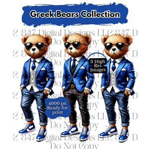 Oso de estilo griego PNG / Oso de peluche HipHop PNG / Oso azul y blanco / Oso urbano / Oso de diseño de dibujos animados / Oso azul real / Oso con graffiti