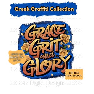 Blau und Gold Graffiti PNG | Anmut Grit und Glory Design | HBCU Schwesternschaft | SGRho Clipart | Tshirt | Becher | 1922 Pigment-Gamma Rho Art Boule