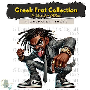 Promenade Fraternité Chibi Guys | Fraternité Hommes PNG | Costume gris et or | Clipart hommes noirs | Hommes en costume | Hommes d'affaires | Mode Homme PNG