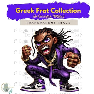 Promenade Fraternité Chibi Guys | Fraternité Hommes PNG | Costume violet et or | Clipart hommes noirs | Hommes en costume | Hommes d'affaires | Mode Homme PNG