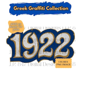 Blau und Gold Graffiti PNG | 1922 Entwurf | HBCU Schwesternschaft | SGRho Clipart | Tshirt Motiv | Becher Design | Sig mma gam Rho | Göttliche Neun