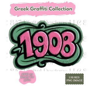 Pink and Green Graffiti | 1908 Design | HBCU Sorority | AKA Clipart | Tshirt Design | Pillow Design | Alpha Kappa Alpha png | Forever Finest