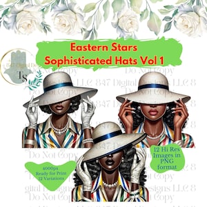 12 PNG Women Wearing White Hats | Order Eastern Star Clipart Bundle | OES Sister PNG | Sisterhood | Eastern Star Design | Eastern Star Women