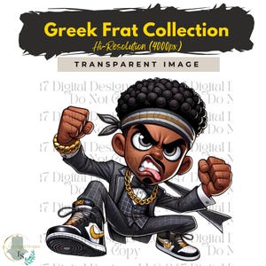 Promenade Fraternité Chibi Guys | Fraternité Hommes PNG | Costume gris et or | Clipart hommes noirs | Hommes en costume | Hommes d'affaires | Mode Homme PNG