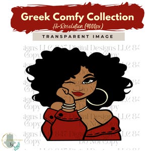 Cute Girl Clipart | Crimson Sweater | Illustration Girl Graphics | Sorority Sisters Women | Black Women Clipart | PNG Sublimation Design