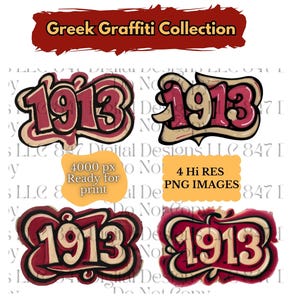 Crimson Cream Graffiti PNG | 1913 Bundle Design | HBCU Sorority Sisters | DST Clipart | Tshirt Tote Tumbler | Delta Sigma Theta Art Boule D9