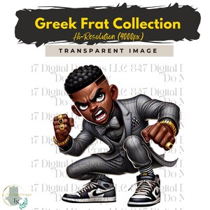 Promenade Fraternité Chibi Guys | Fraternité Hommes PNG | Costume gris et or | Clipart hommes noirs | Hommes en costume | Hommes d'affaires | Mode Homme PNG