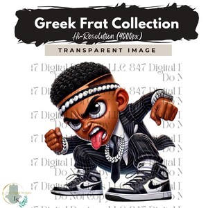 Promenade Fraternité Chibi Guy | Fraternité Hommes PNG | Costume noir et blanc | Clipart hommes noirs | Hommes en costume | Hommes d'affaires | Mode Homme PNG