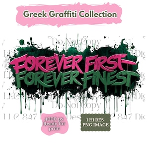 Roze en groene graffiti, png-bestand | Voor altijd fijnste ontwerp | HBCU-studentenclub | AKA-clipart | T-shirtontwerp | Kussenontwerp | Alpha Kappa Alpha, png