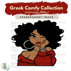 Süßes Mädchen Clipart | Purpurroter Pullover | Illustration Mädchen Grafik | Sorority Schwestern Frauen | Schwarze Frauen Clipart | PNG Sublimationsdesign