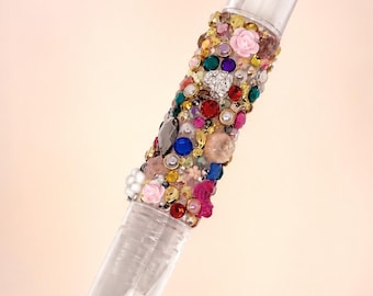 Stylo à huile pour cuticules avec strass | Vitamine E, vanille douce, soin des ongles rechargeable