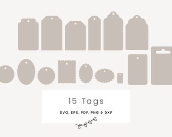 DIGITAL: Etiquetas de regalo 15 plantillas Archivo SVG para corte en plotter