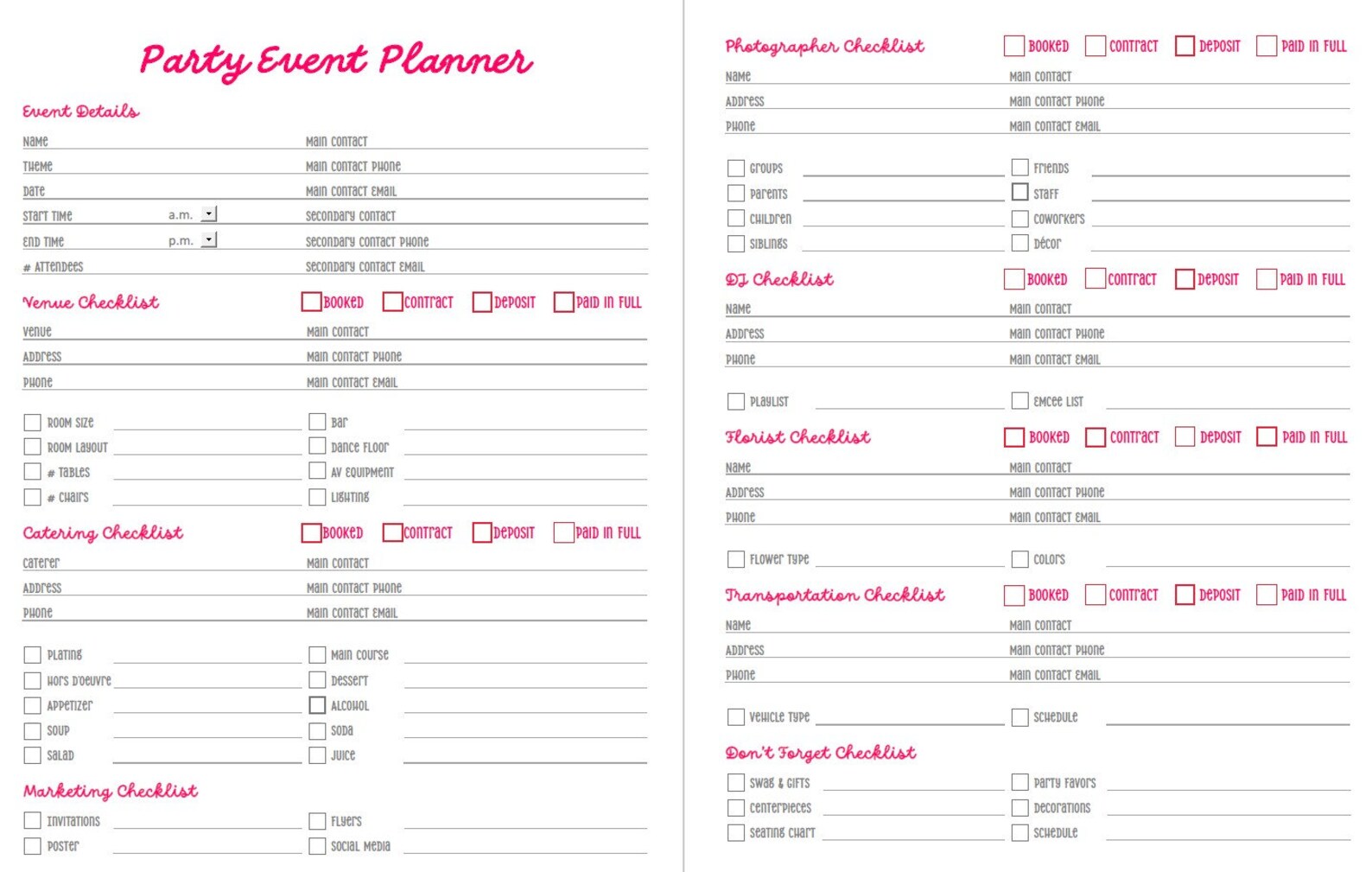Event Planner Printable, Party Planner Printable, Event Organizer ...