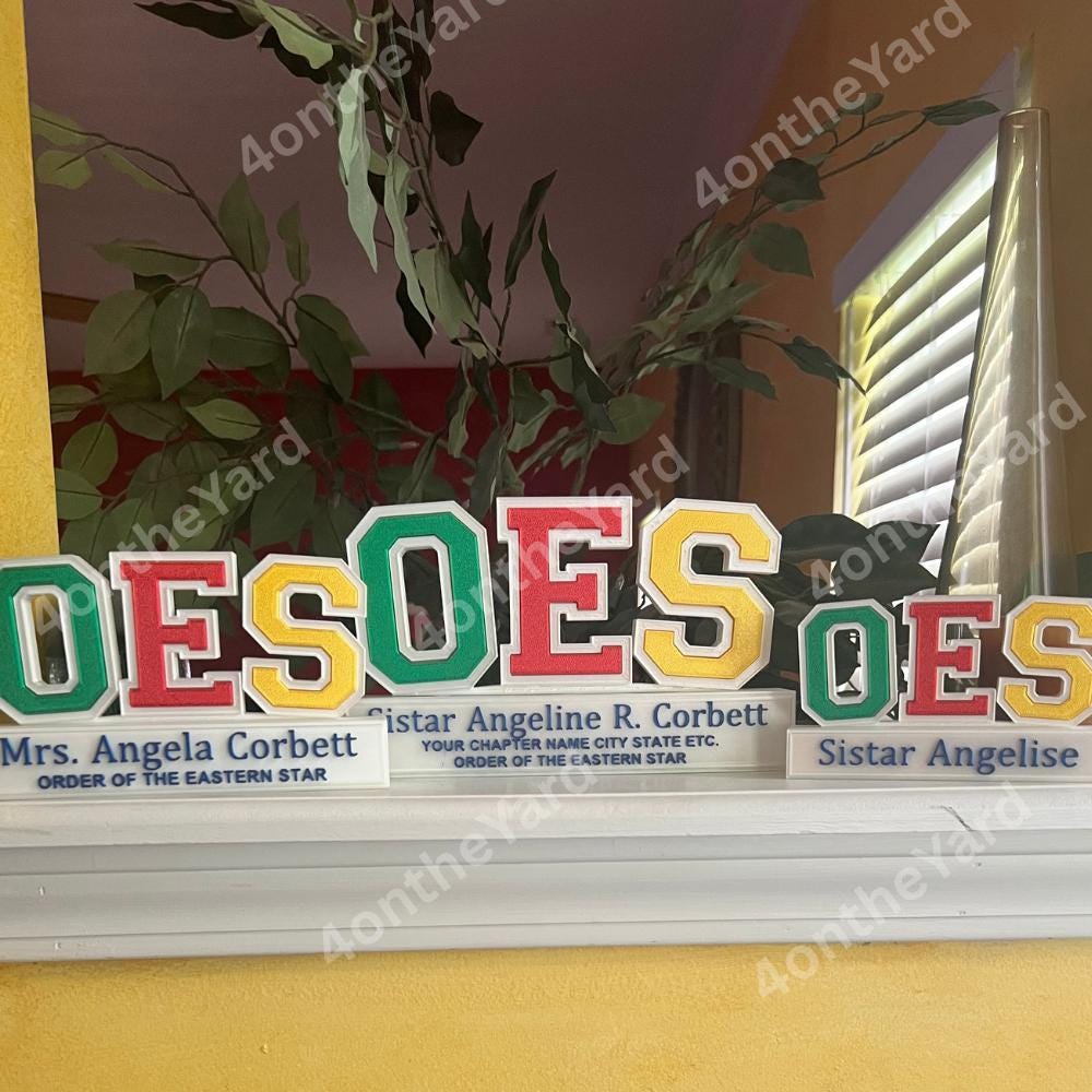OES Inspired Order of Eastern Star Customizable Desk Name Plate - Etsy, image size:1000x1000