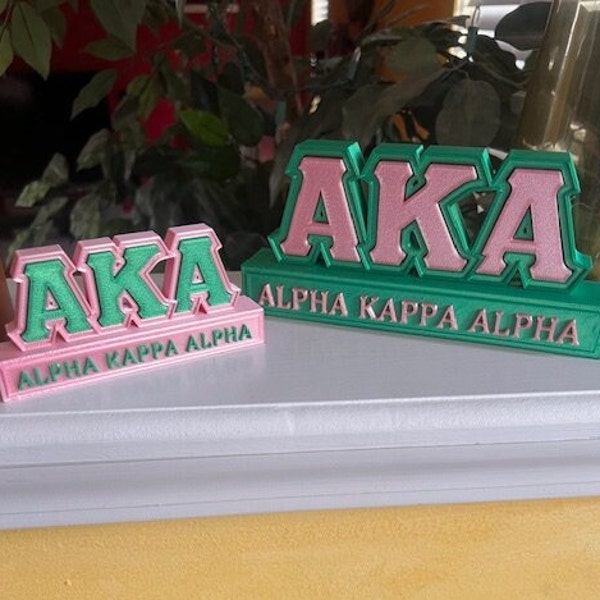 Alpha Kappa Alpha AKA Pink and Green Customizable Desk Name Plate