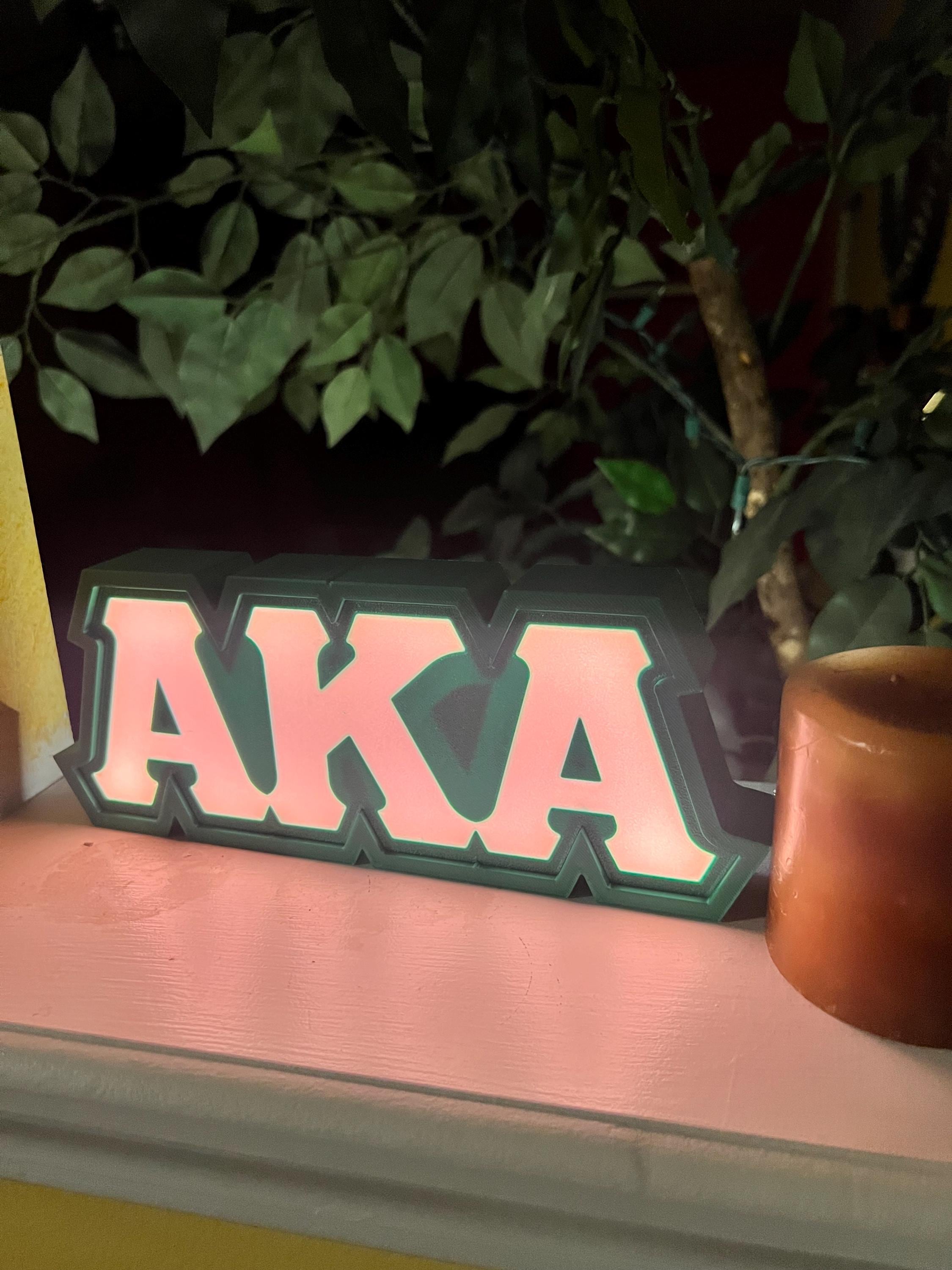 Alpha Kappa Alpha Inspired AKA Greek Letter LightBox with LED.