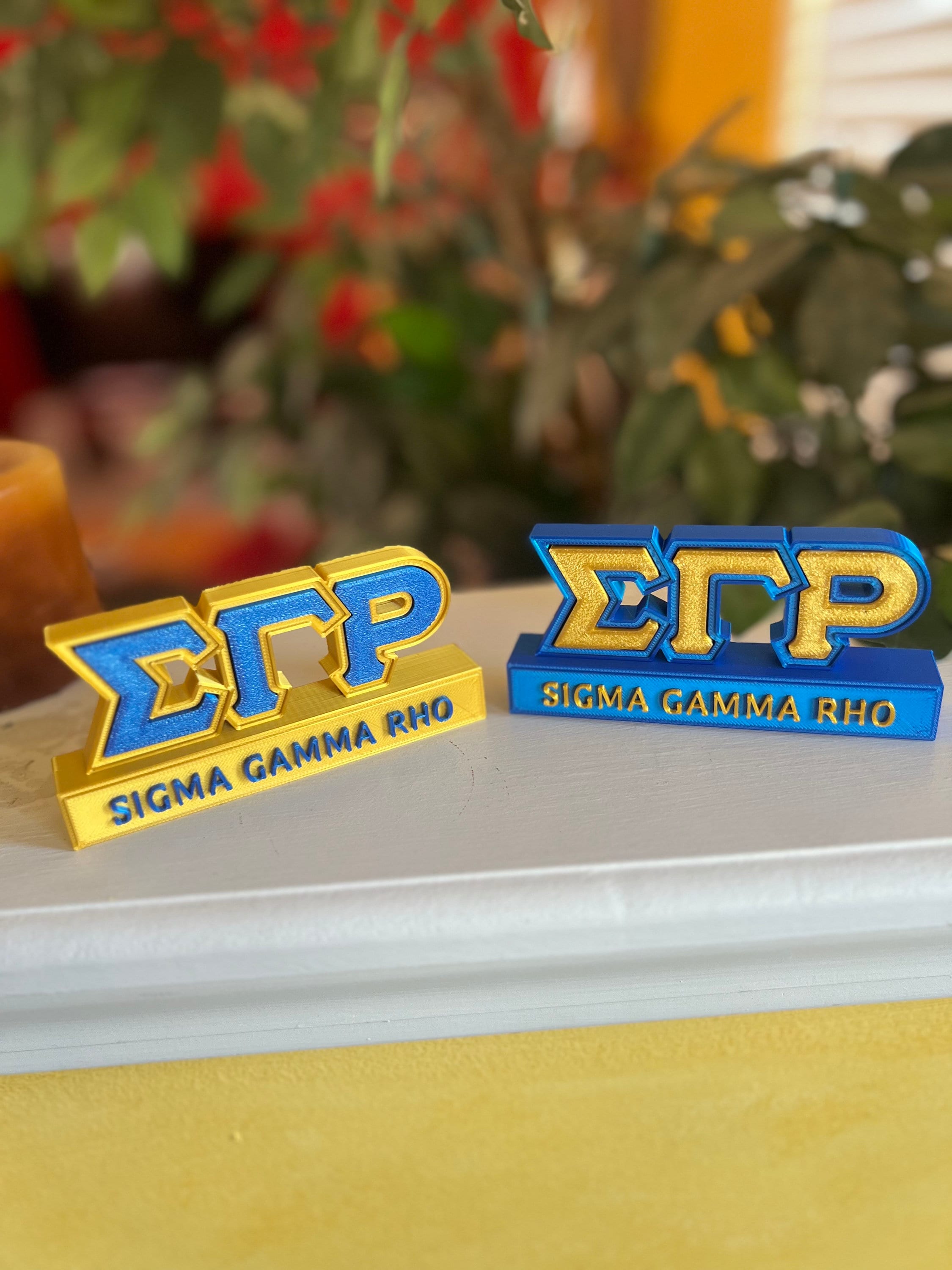 Sigma Gamma Rho Blau &amp; Gold inspiriertes anpassbares Schreibtisch-Namensschild