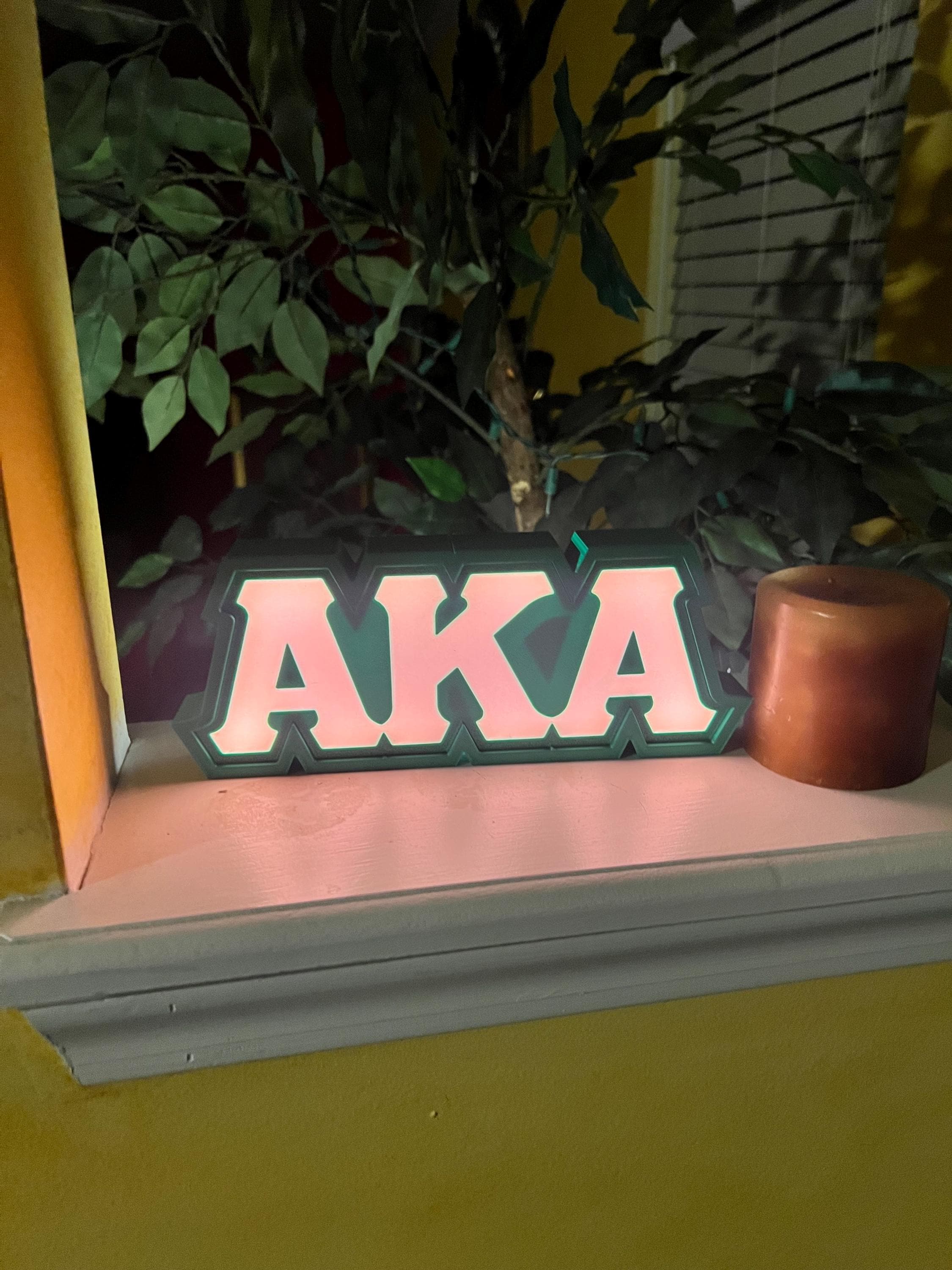Alpha Kappa Alpha Inspired AKA Greek Letter LightBox with LED.