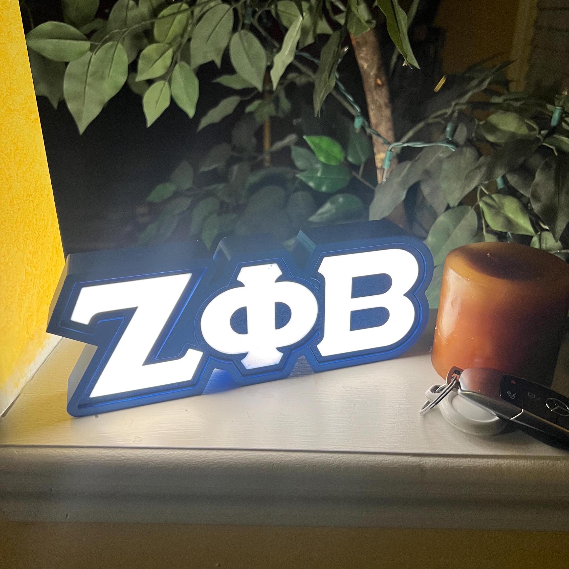 Zeta Phi Beta Inspired Greek Letter LightBox with LED.