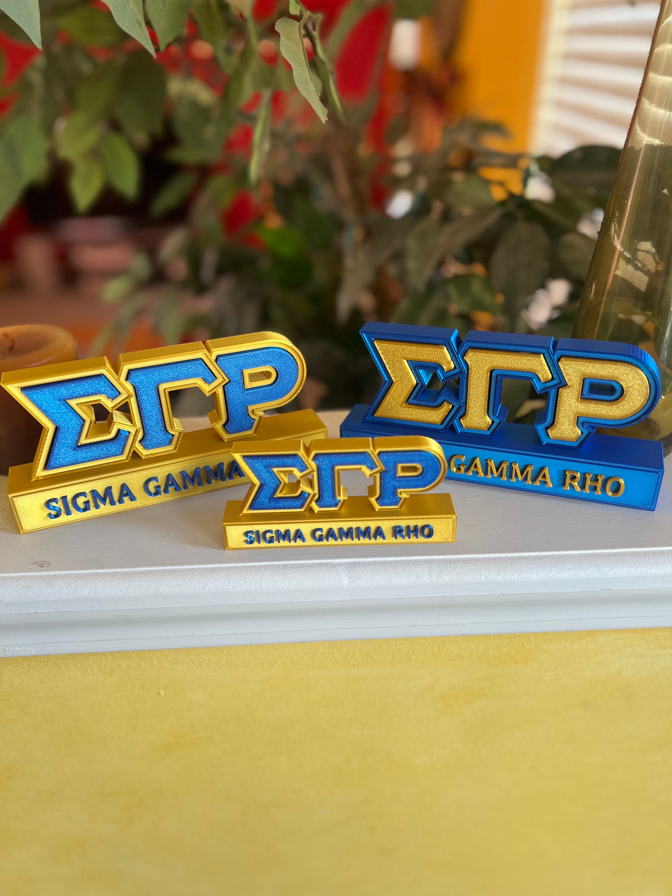Sigma Gamma Rho Blau &amp; Gold inspiriertes anpassbares Schreibtisch-Namensschild