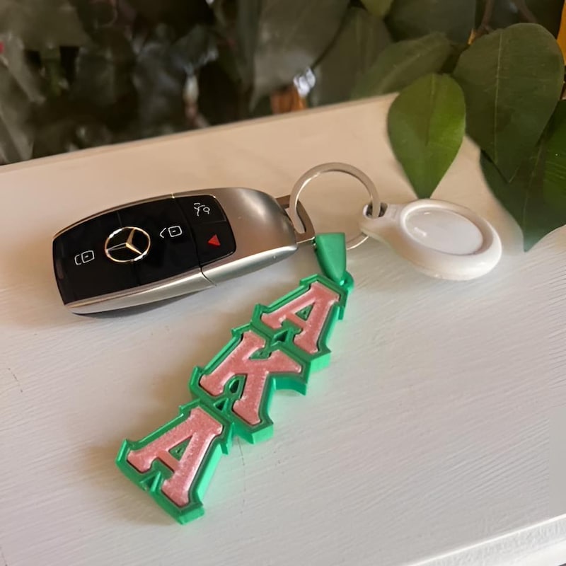 Alpha Kappa Alpha inspiriert AKA rosa und grün Schlüsselanhänger Tasche Tag