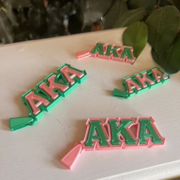 Alpha Kappa Alpha AKA Pink and Green Key Chain Bag Tag