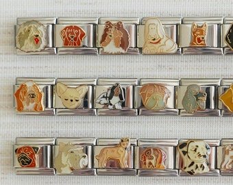 DOGS Italian Charms, 9mm Italian Charm For Bracelet, Italian Charms Classic 9mm Size Stainless Charm Links, Dog Breeds Italian Charms