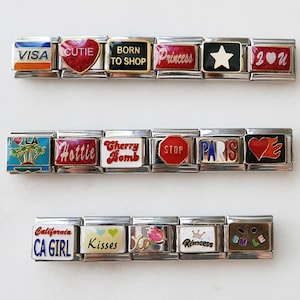 COOL GIRLY SUMMER Coquette Y2K Italian Charms, Individual 9mm Italian Charm For Bracelet, Italian Charms Classic 9mm Stainless Charm Links