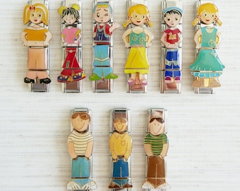 Y2K Italian Charms, 4 Piece Y2K Doll Character Italian Charms, Y2K Clothes Charms, Multi Link Superlink Classic Vintage 9mm Italian Charms