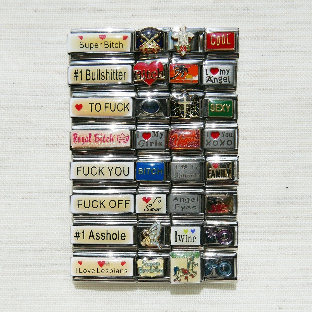 SASSY Italian Charms, Double Link 9mm Italian Charm For Bracelet, Italian Charms Classic 9mm Links, Y2k Italian Charms, Word Charms