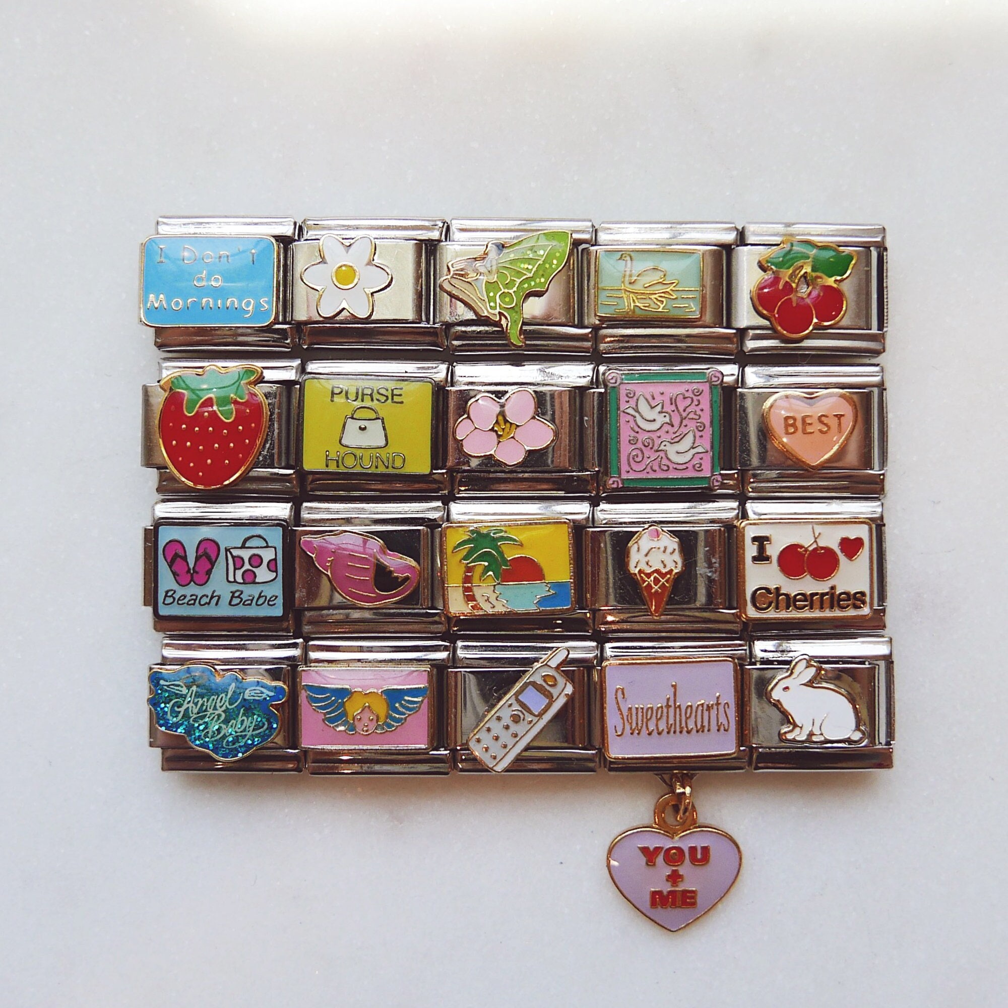 GIRLY CUTE SUMMER Coquette Y2K Italian Charms, Individual 9mm Italian Charm For Bracelet, Italian Charms Classic 9mm Stainless Charm Links