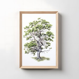 Watercolor Tree Printable, Nature Wall Art, Monochrome Tree Printable Art, Realistic Tree Print, Living Room Decor, Digital Download