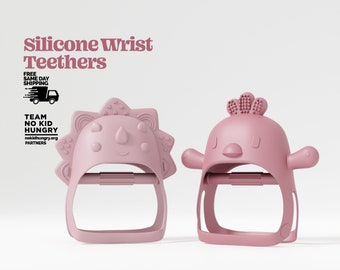 Chick & Dino Wrist Teether Set - Whimsical Comfort for Tiny Explorers