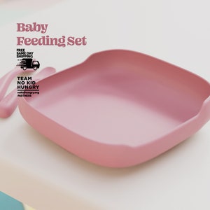 Square Tray Set - Baby Feeding Essentials for Toddler Led Weaning - Silicone Feeding Set