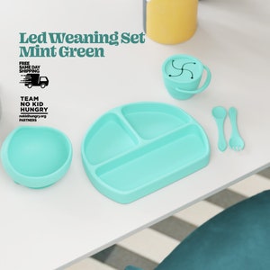 Complete Silicone Feeding Set in Mint Green - Ideal Led Weaning Supplies for Your Little Gourmet