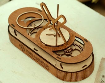 DIY Plywood Mechanical Clock Kit, 3D Wooden Gear Puzzle, Silent Hyperbole Clock, Laser Cut Tabletop Decor, Wood Gear Art, Desk Clock Kit