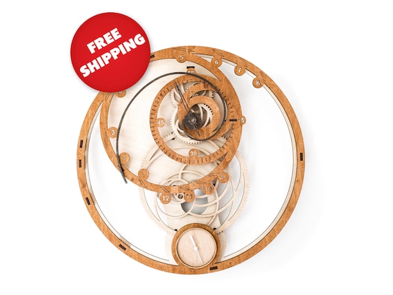 Fibonacci DIY Clock Puzzle, 3D Wood Gear Kit, Wall-Mounted Wooden Handmade Decor, Mechanical Gear Model,